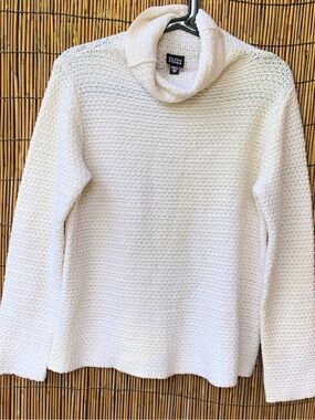 Eileen Fisher Turtleneck Italian Wool Textured Knit Sweater XS